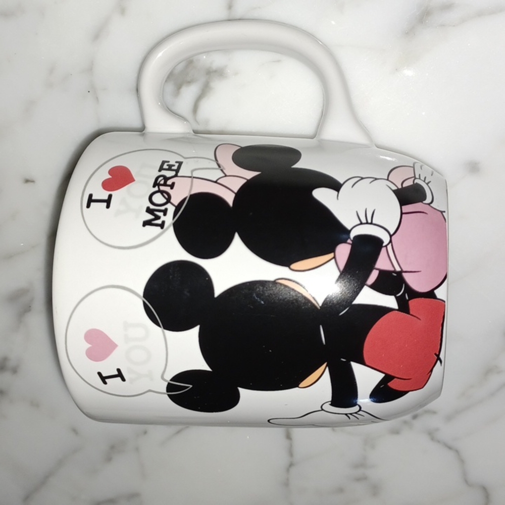 Disney Mickey and Minnie Mouse 'I love you' Mickey 'I love you more' Minnie mug